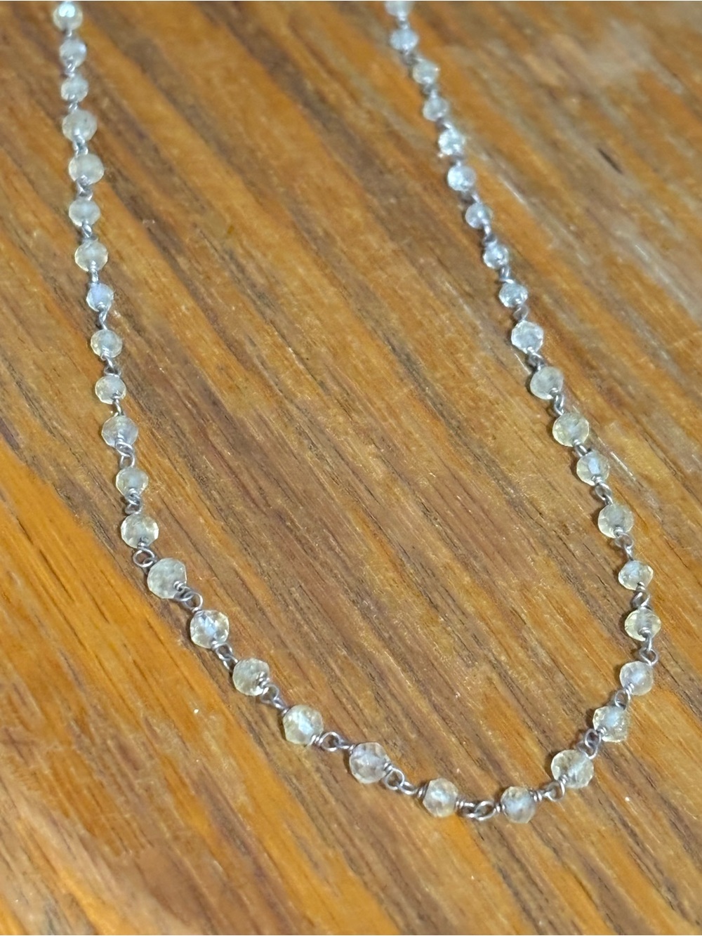 Necklace, Ivory Crystal Necklace, Minimalist, NEW, 18”, Handmade, Artisan
